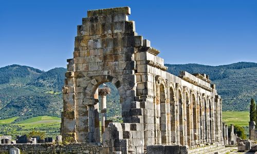 vue d'un temple romain à Volubilis