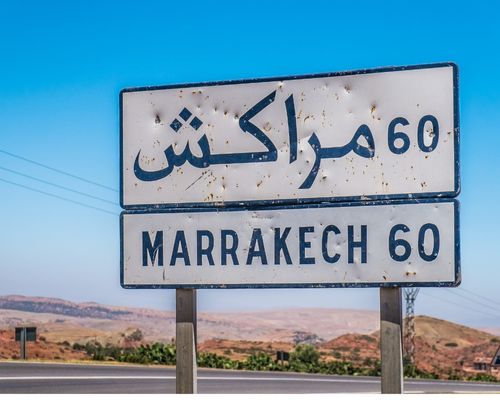 Panneau routier Marrakech à 60 km